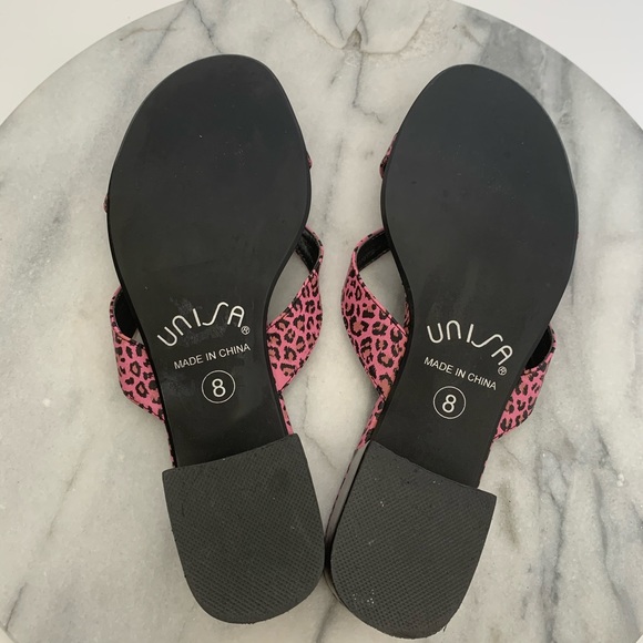 Vintage 90s Unisa pink leopard print heel sandals - Picture 7 of 7